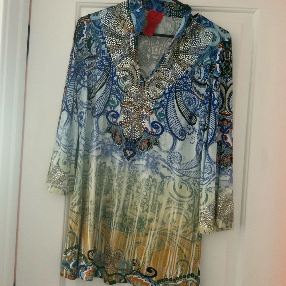Embellished Patterned Top